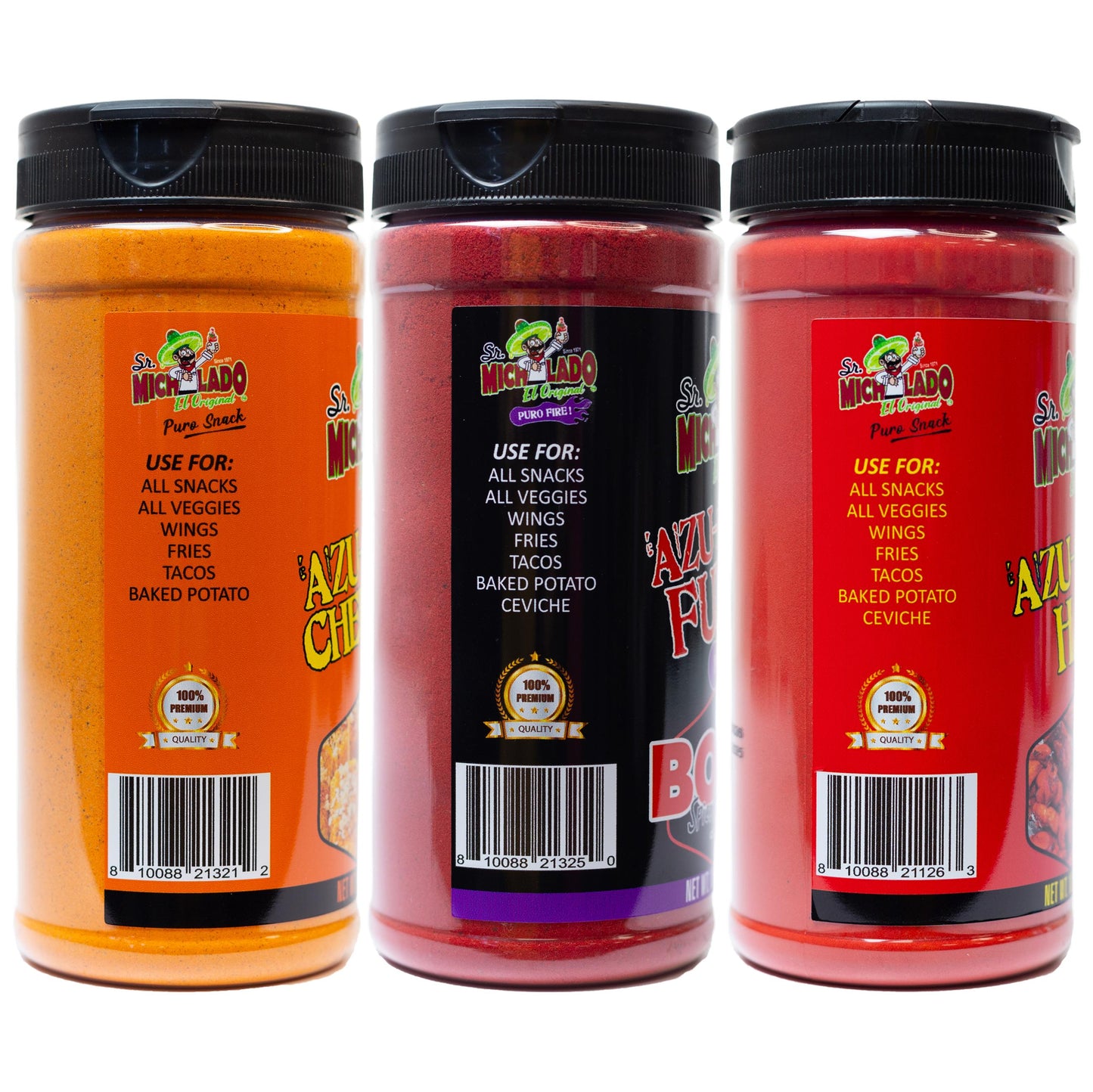 Azu-Mecha Bundle 3pk - Bold, Hot, Cheesy - Snack Seasoning - Sr. Michelado - Bottle Flavor Spice powder