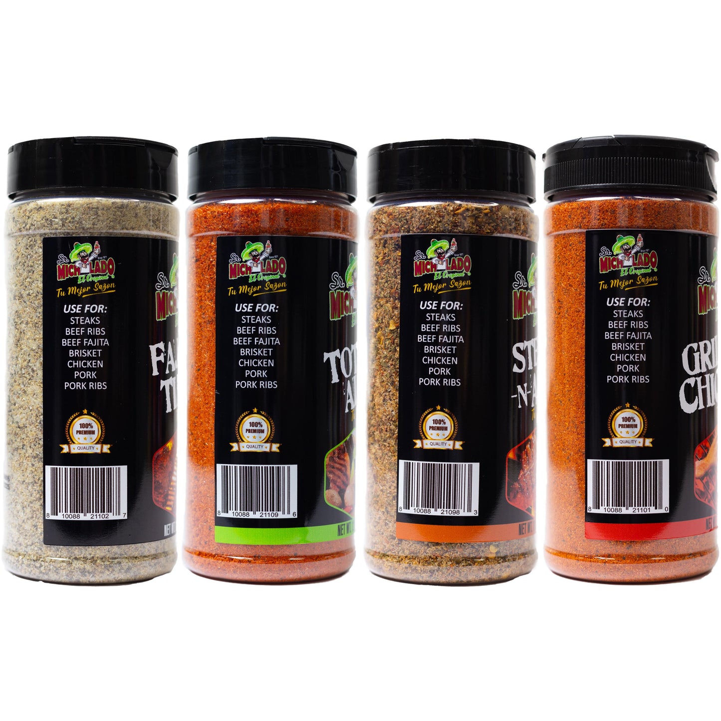 BEST Seasonings 4PK - Sr. Michelado - Fajita Time, Total All, Steak-n-All, Grill tu Chicken Seasoning Bottle Spice Flavor powder seasoning