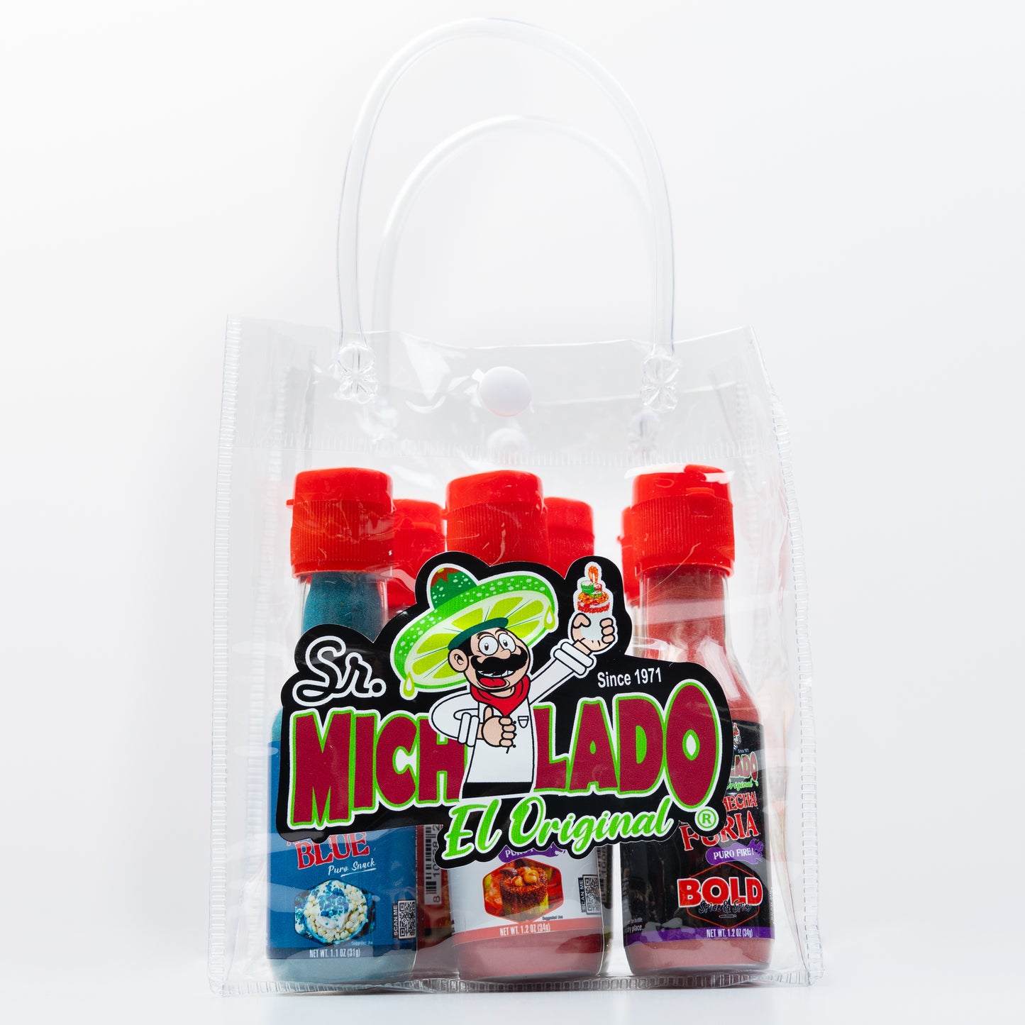 Azu-Mecha Travel Set (6 Flavors) - Furia, Bold, Blue, Hot, Mystery, Cheesy - Snack Seasoning - Sr. Michelado