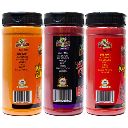 Azu-Mecha Bundle 3pk - Bold, Hot, Cheesy - Snack Seasoning - Sr. Michelado - Bottle Flavor Spice powder