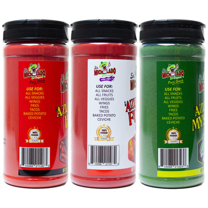 Azu-Mecha Bundle 3pk - Furia, Hot, Mystery - Snack Seasoning - Sr. Michelado - Bottle Flavor Spice powder