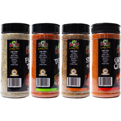 BEST Seasonings 4PK - Sr. Michelado - Fajita Time, Total All, Steak-n-All, Grill tu Chicken Seasoning Bottle Spice Flavor powder seasoning