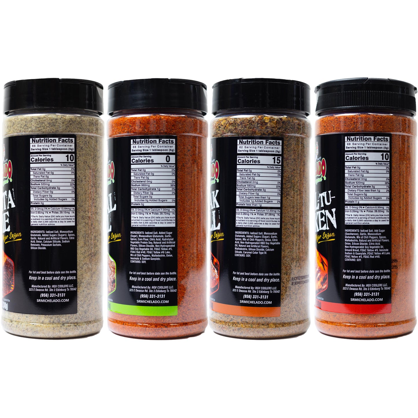 BEST Seasonings 4PK - Sr. Michelado - Fajita Time, Total All, Steak-n-All, Grill tu Chicken Seasoning Bottle Spice Flavor powder seasoning
