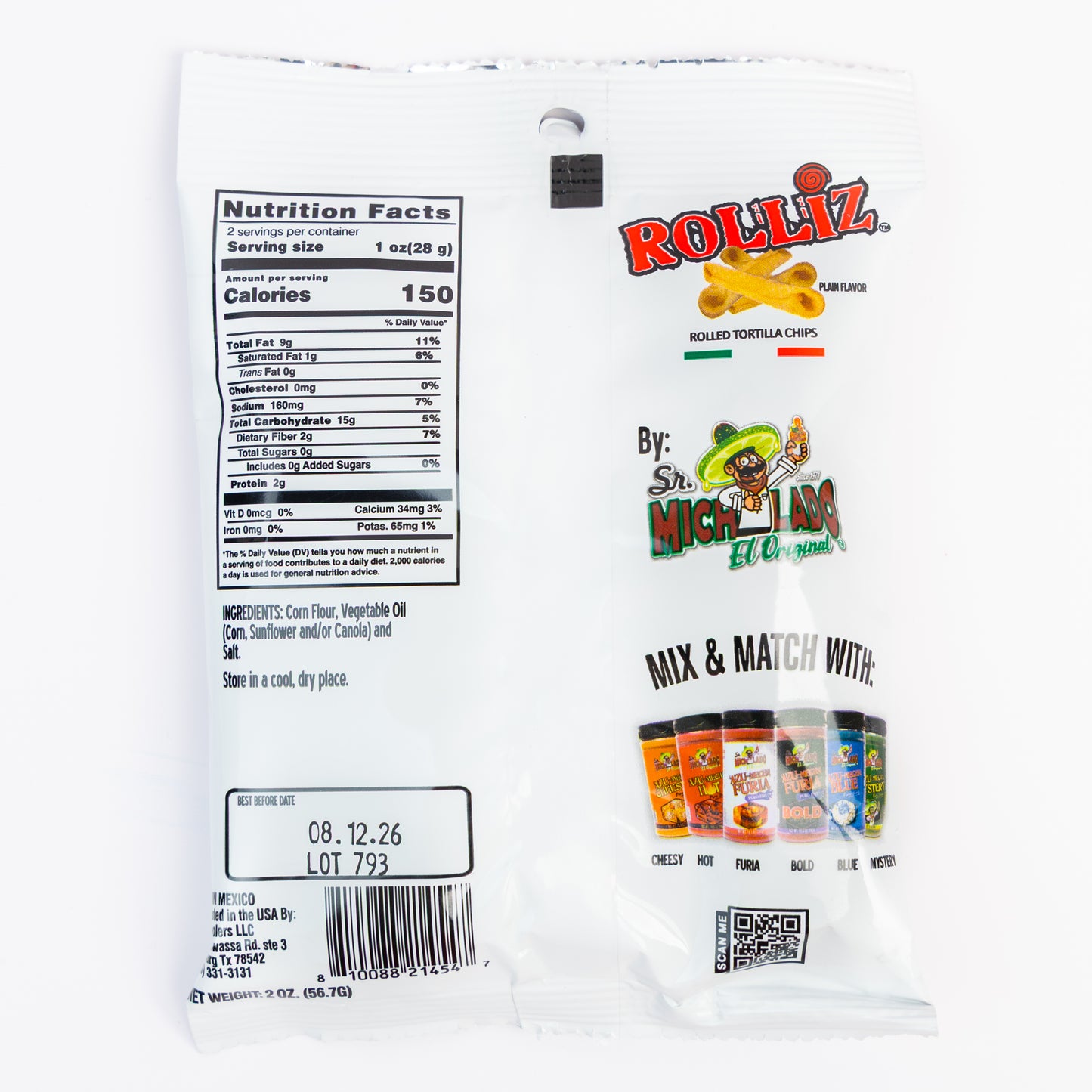 6pk - Rolliz - Sr. Michelado - Rolled Tortilla Chips - Plain Flavor