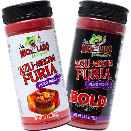 Azu-Mecha FURIA COMBO - Furia & Furia BOLD - Snack Seasoning - Sr. Michelado - Bottle Flavor Spice powder Sr michelado Azu-Mecha Powder