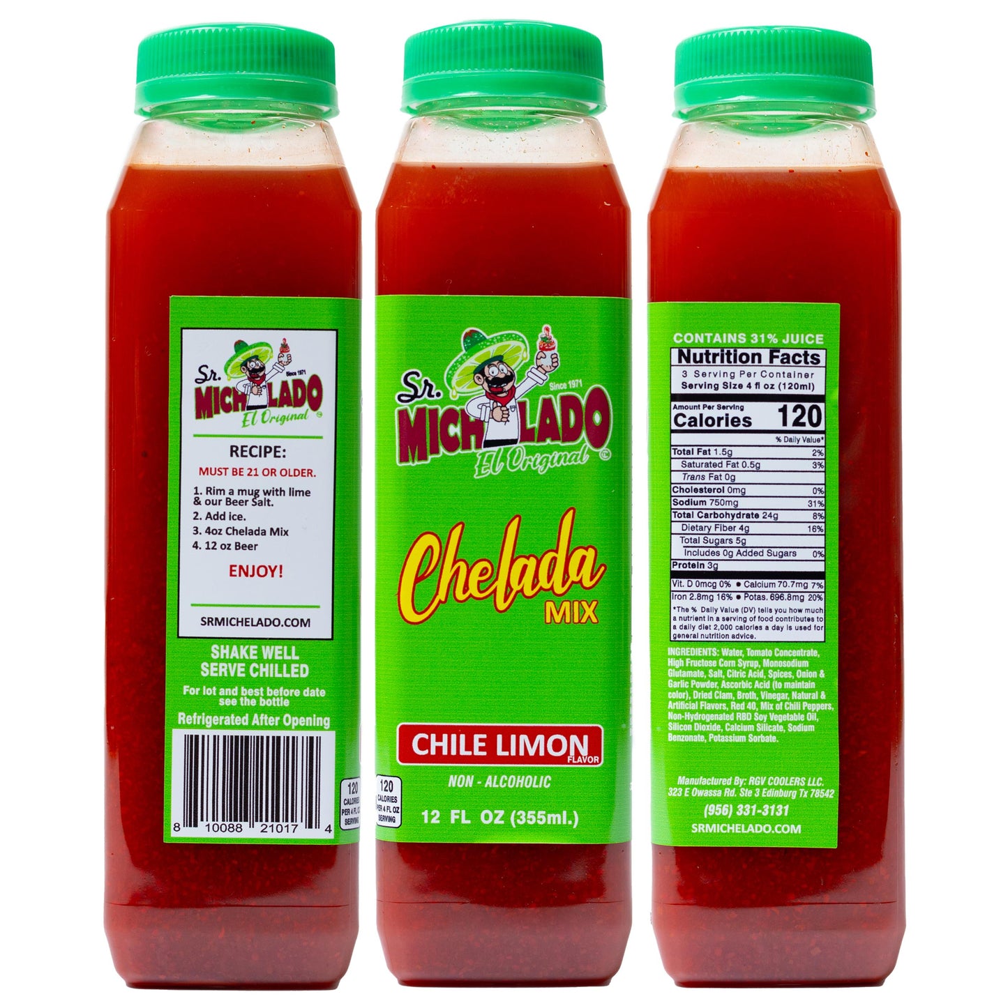 Chelada Mix Bundle 4pcs (Chile Limon & Redmato) - Sr. Michelado - 12oz Chelada Chile Limon, 12oz Chelada Redmato, 4.5oz Salty Chile Limon, 9.5oz Chamoy Classic