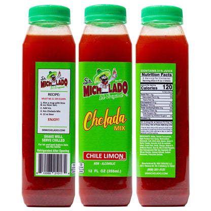 Chelada Mix Bundle 4pcs (Chile Limon & Redmato) - Sr. Michelado - 12oz Chelada Chile Limon, 12oz Chelada Redmato, 4.5oz Salty Chile Limon, 9.5oz Chamoy Classic