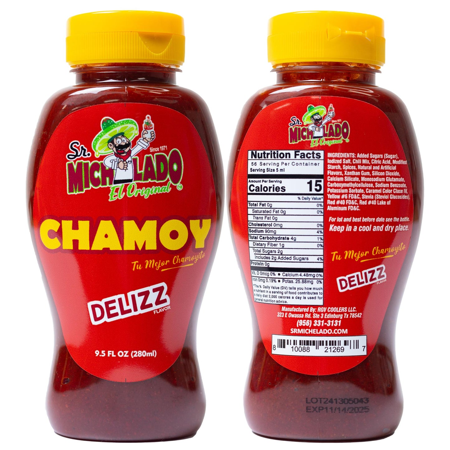 COMBO Chamoy Delizz & Michelito Sweet Chili Powder - Sr. Michelado - Bottle Chamoy Candy Sauce Flavor:  1 Chamoy Delizz, 1 Michelito Sweet Chili Powder