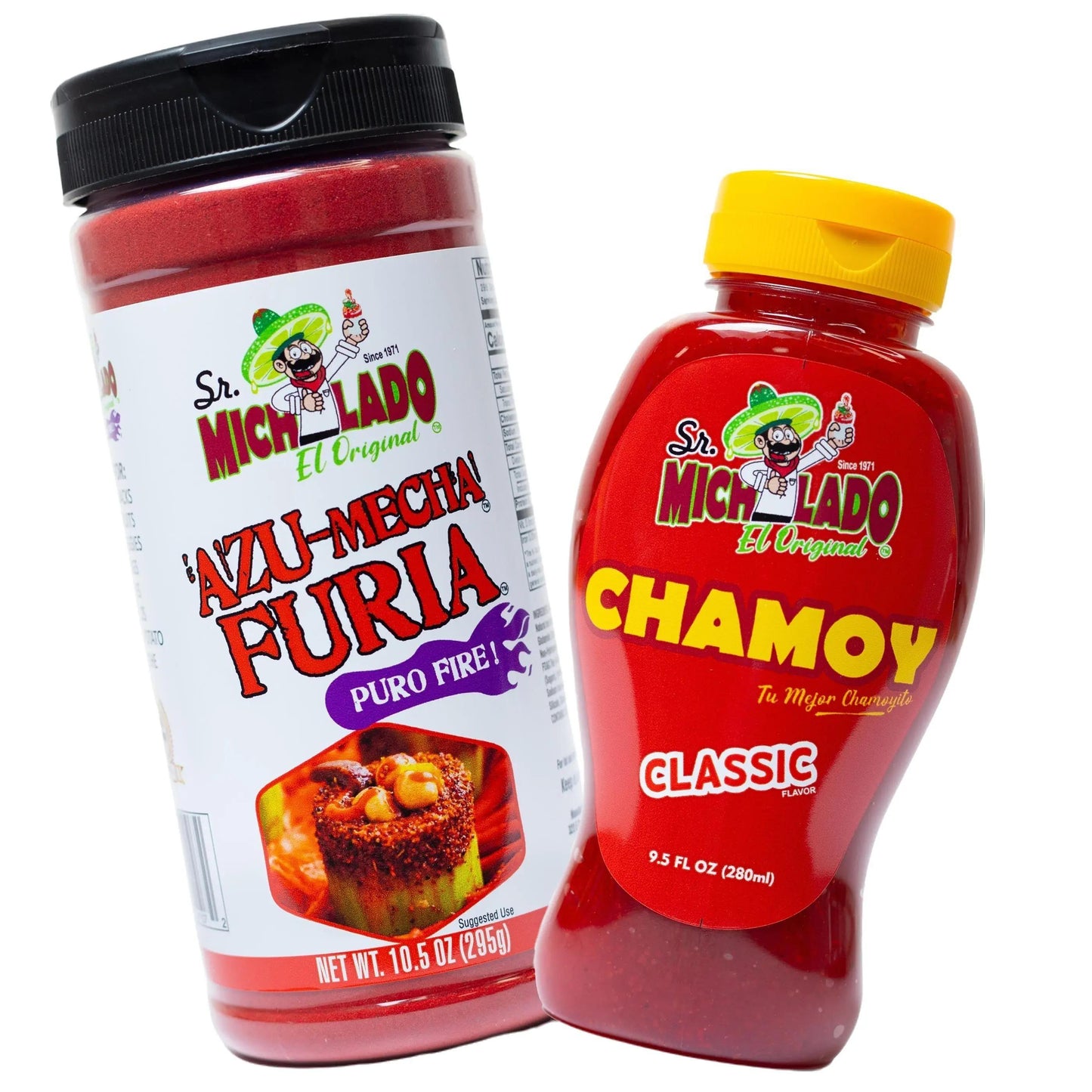COMBO - Furia Snack Seasoning & Chamoy Classic - Sr. Michelado - Bottle Flavor Spice powder & Bottle Chamoy Candy Sauce Flavor