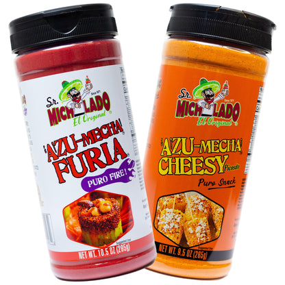 Azu-Mecha COMBO - Furia & Cheesy - Snack Seasoning - Sr. Michelado - Bottle Flavor Spice powder