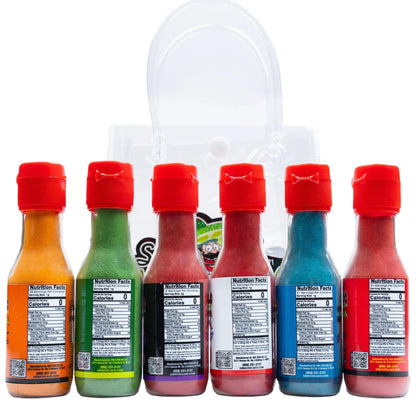 Azu-Mecha Travel Set (6 Flavors) - Furia, Bold, Blue, Hot, Mystery, Cheesy - Snack Seasoning - Sr. Michelado - Bottle Flavor Spice powder