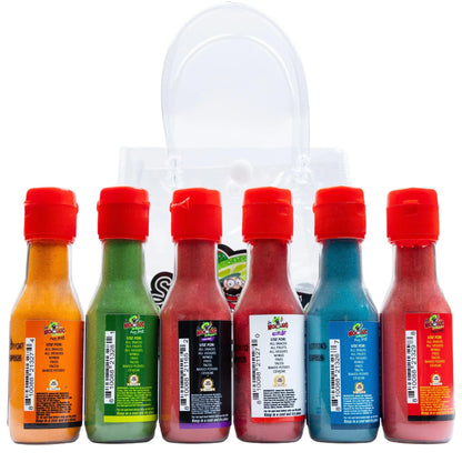 Azu-Mecha Travel Set (6 Flavors) - Furia, Bold, Blue, Hot, Mystery, Cheesy - Snack Seasoning - Sr. Michelado - Bottle Flavor Spice powder