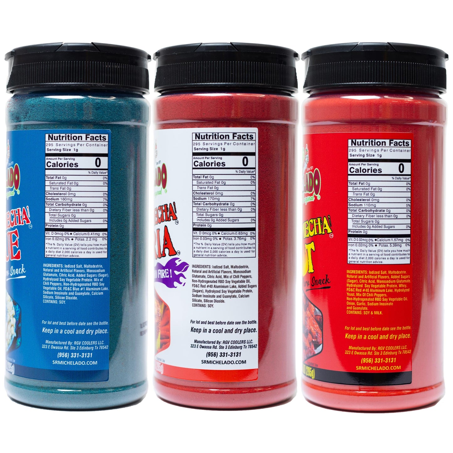 Snack BUNDLE Seasonings (3pk) Azu-Mecha Furia - Azu-Mecha Blue - Azu-Mecha Hot - Sr. Michelado Snack Seasonings - Bottles Flavor Powder