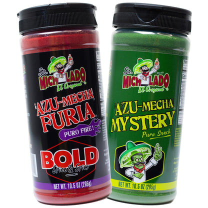 Azu-Mecha COMBO - Furia BOLD & Mystery - Snack Seasoning - Sr. Michelado - Bottle Snack Flavor powder Chile powder - so good on pickle s sr michelado