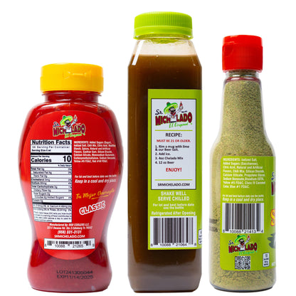 Pickle Chelada Mix Bundle 3pc - Sr. Michelado - 12oz Chelada Mix Pickle, 5.2oz Salty Pickle, 9.5oz Chamoy Classic